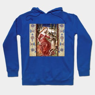 LADY AND UNICORN WITH MEDIEVAL FLORAL MOTIFS Hoodie